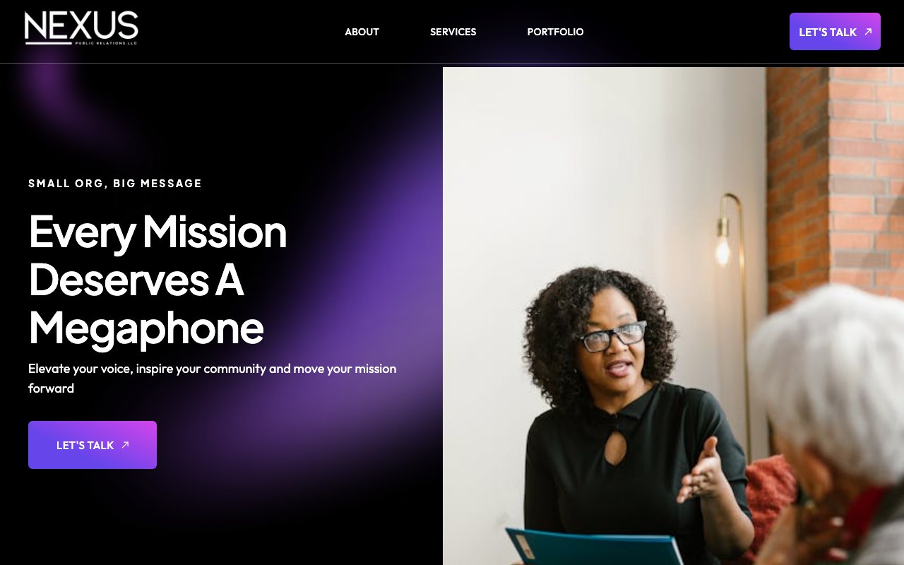 Nexus PR home page · Every Mission Deserves A Megaphone