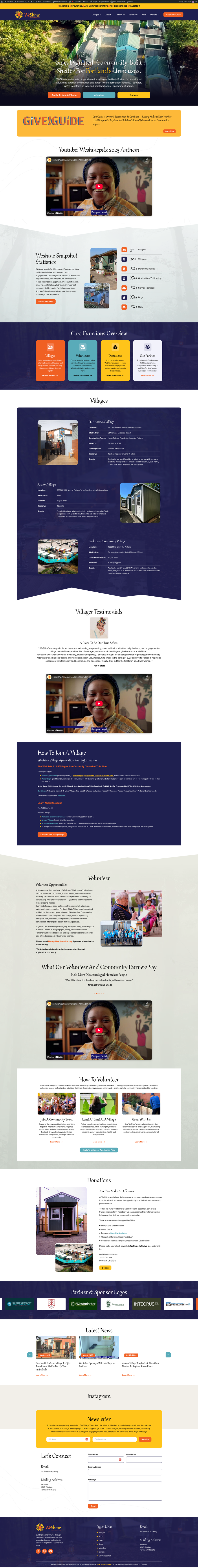 The WeShine home page as redesigned and delivered.