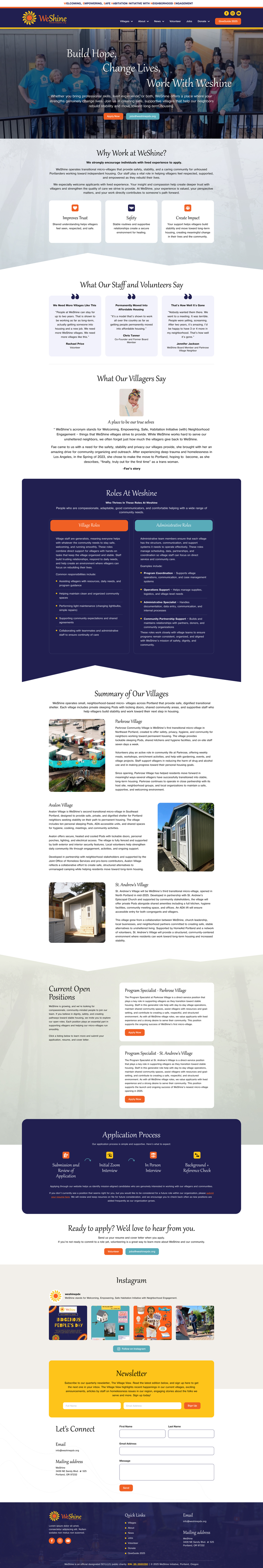 The WeShine job opportunities as redesigned and delivered.